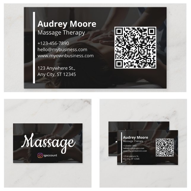 Carte De Visite Massages holistiques et services de bien-être (Holistic Massage and Wellness Services Business Card
)