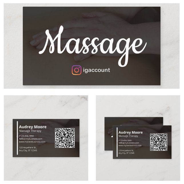 Carte De Visite Massothérapie Professionnelle Moderne (Modern Professional Massage Therapy Business Card
)