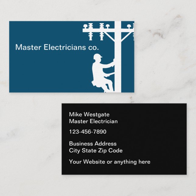 Carte De Visite Master Electricien Service double côté (Devant / Derrière)