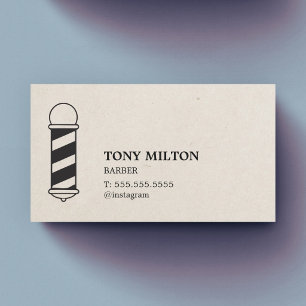 Carte De Visite Mât de coiffeur à texture de papier élégant minima