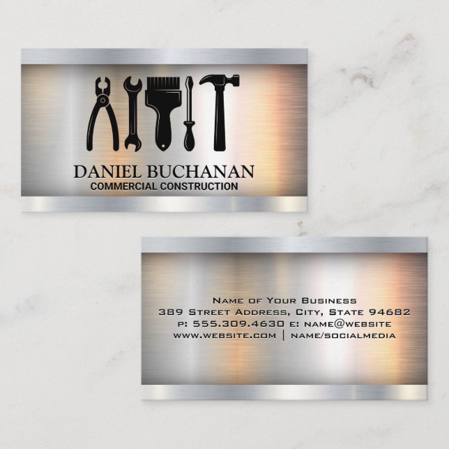 Carte De Visite Matériel | Outils de menuiserie (Devant / Derrière)