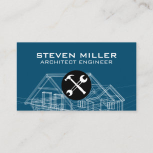 Carte De Visite Matériel Schéma d'impression bleue Architecte