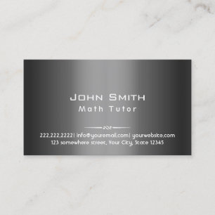 Carte De Visite Math Tutor Classy Dark Grey Metal