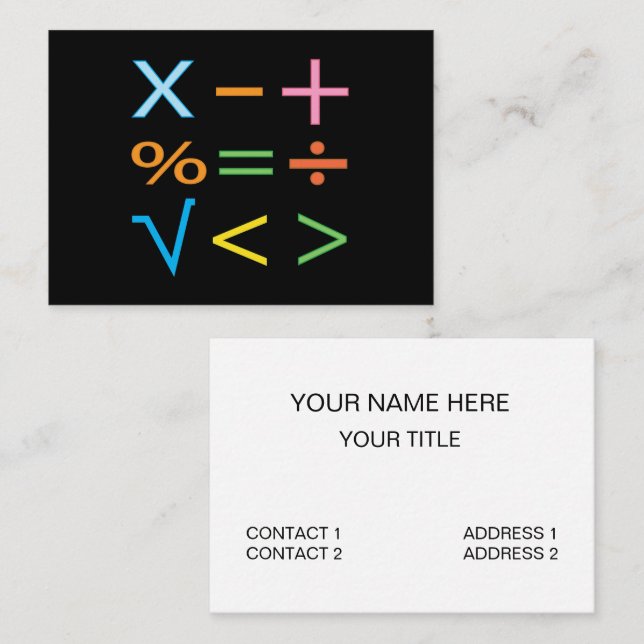 Carte De Visite Mathématiques Symbole mathématique Math  (Devant / Derrière)