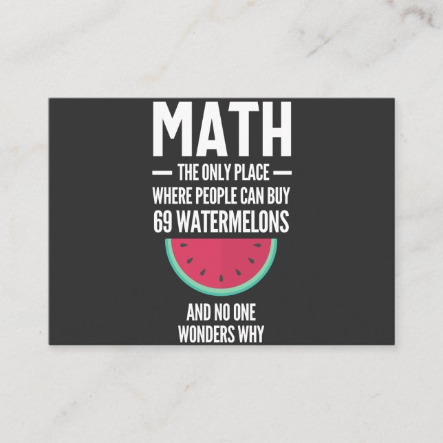 Carte De Visite Maths. Drôle Math Sarcasm Citation Cadeau (Devant)
