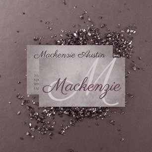 Carte De Visite Matte de quartz rose Monogramme rose Dusty Mauve