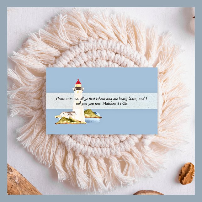 Carte De Visite Matthieu 11:28 Phare Christian (Matthew 11:28 Lighthouse Christian Business Card)