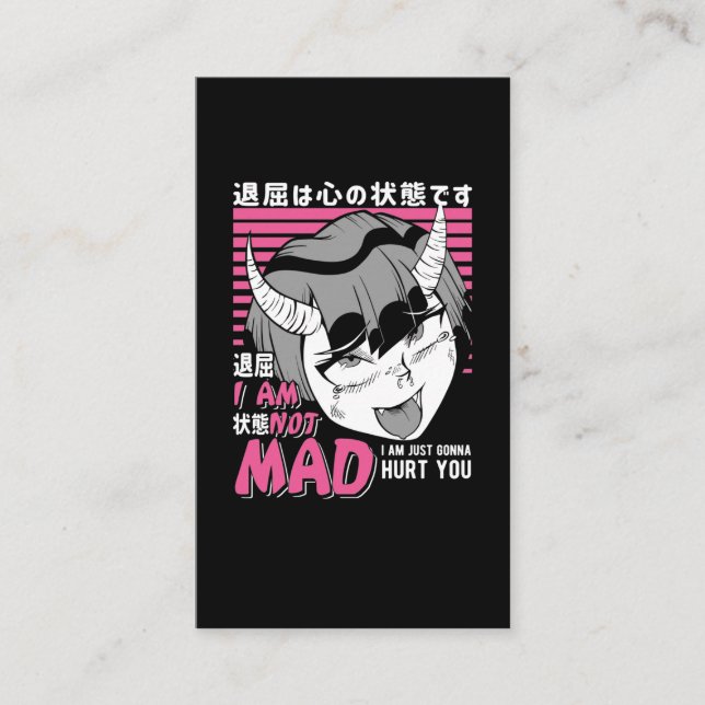 Carte De Visite Mauvais Anime Girl Otaku Angry Manga Devil (Devant)