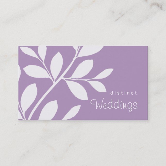 Carte De Visite Mauve de wedding planner de branche d'arbre de (Devant)