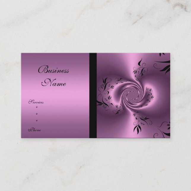 Carte de visite mauve et noir floral abstrait (Devant)