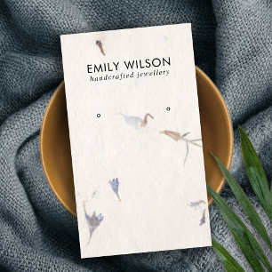 CARTE DE VISITE MAUVE PETAL HANDMADE PAPIER STUD EARRÊT AFFICHAGE