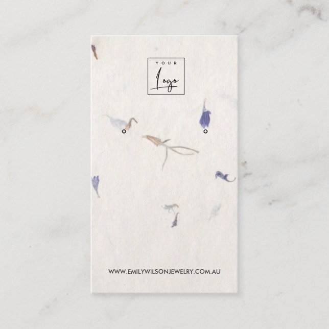 CARTE DE VISITE MAUVE PETAL MADE PAPIER STUD EARRÊT AFFICHER (Devant)