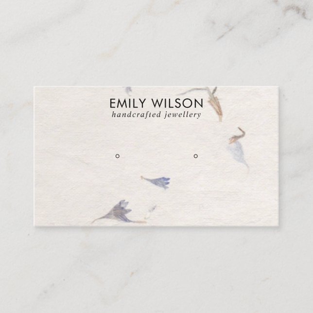 CARTE DE VISITE MAUVE PETAL MADE PAPIER STUD EARRÊT AFFICHER (Devant)