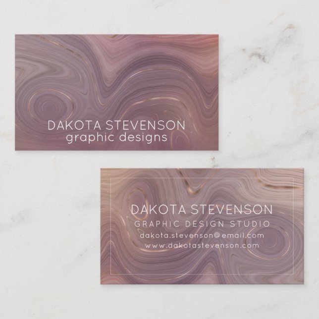 Carte De Visite Mauve Strata | Dusty Rose Rose Gold Agate (Devant / Derrière)