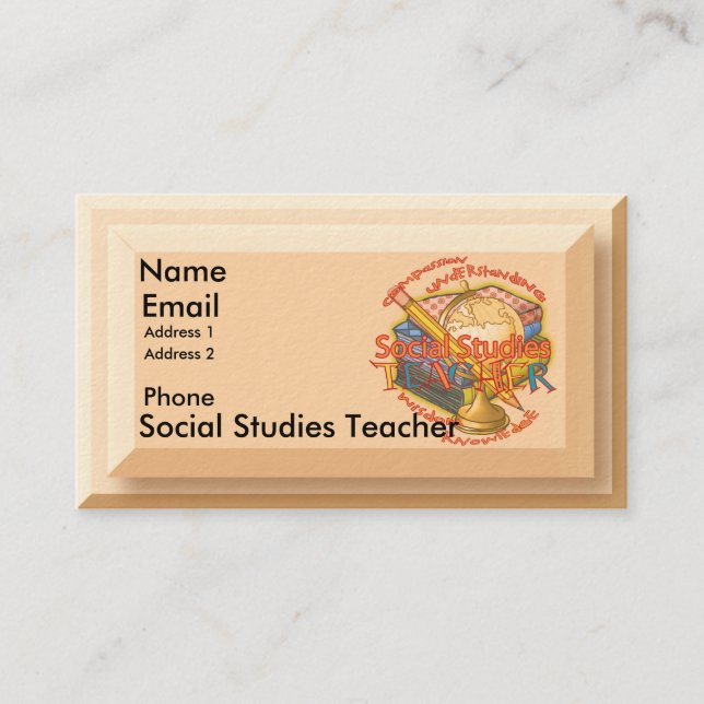 Carte De Visite Maxime de professeur d'études sociales  (Devant)