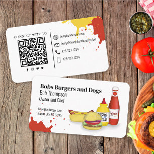 Carte De Visite Me connecter   QR Code Simple Hamburger Hotdogs