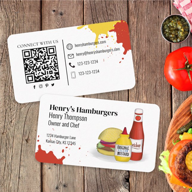 Carte De Visite Me connecter | QR Code Simple Hamburger Moderne (Créateur téléchargé)