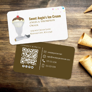 Carte De Visite Me connecter   QR Code Simple Ice Cream Shop