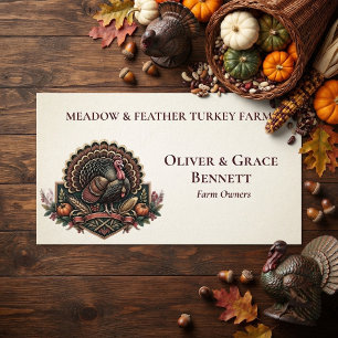 Carte De Visite Meadow & Feather Minimal Logo de Ferme de Dinde Mo