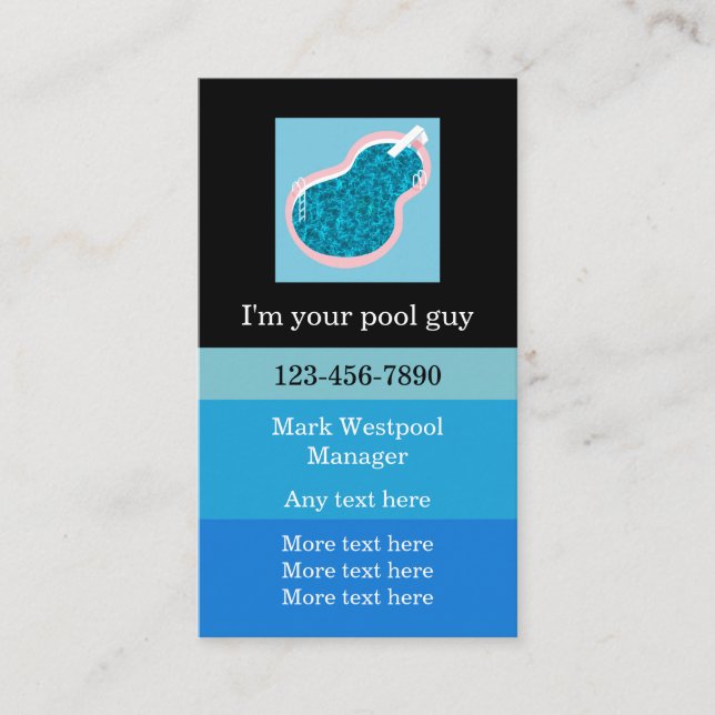 Carte De Visite Mec de la piscine cool (Devant)