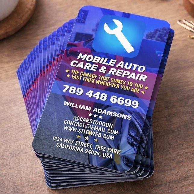 CARTE DE VISITE MÉCANICIEN AUTO MOBILE & RÉPARATION AUTOMOBILE | P (Mobile auto mechanic automotive repair service
)