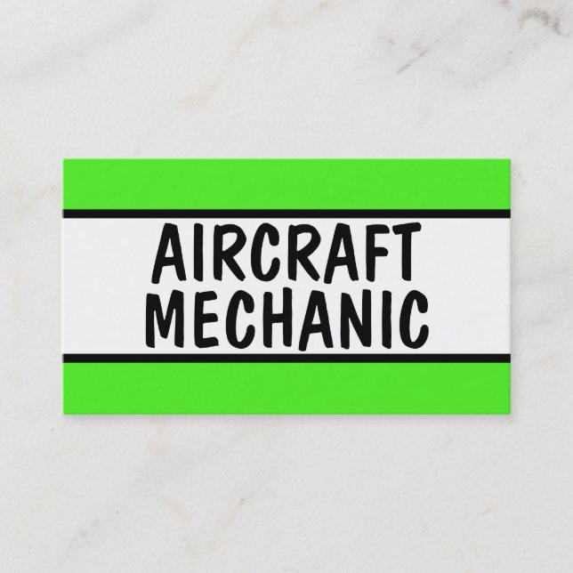 Carte De Visite Mécanicien d'aéronef Neon Green (Devant)