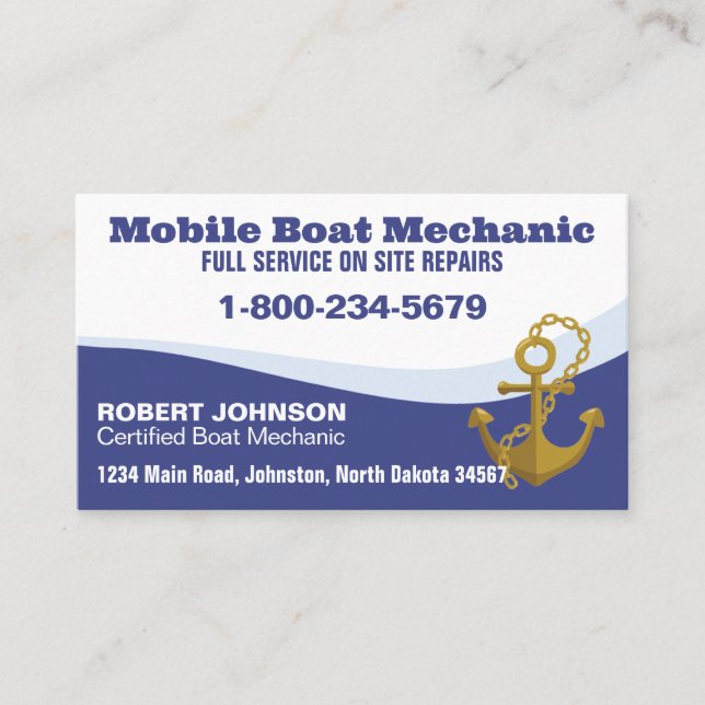 Carte De Visite Mécanicien de bateaux mobile (Devant)
