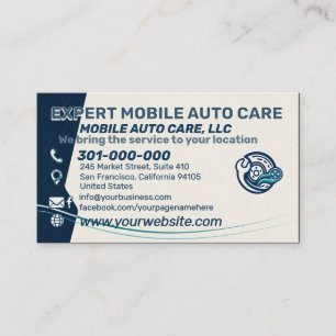 Carte De Visite Mécanicien Mobile Climatisé Teal Personnalisé Logo