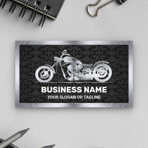 Carte De Visite Mécanicien moto Motocyclette en acier damassé noir