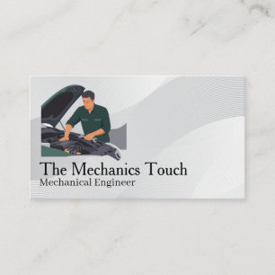 Carte De Visite Mécanicien travaillant sur un moteur   Entretien d