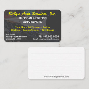 Carte De Visite Mécanique de réparation automobile 2 Modèles la