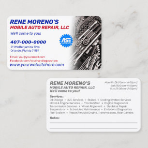 Carte De Visite Mécanique de réparation automobile mobile 2 Côté B