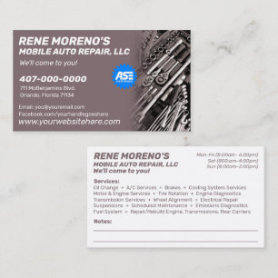 Carte De Visite Mécanique de réparation automobile mobile 2 Côté B