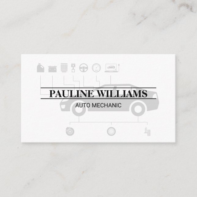 Carte De Visite Mécanique | Ingénieur | Diagramme automatique (Devant)