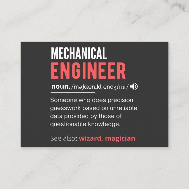Carte De Visite Mechanical ENGINEER (Devant)
