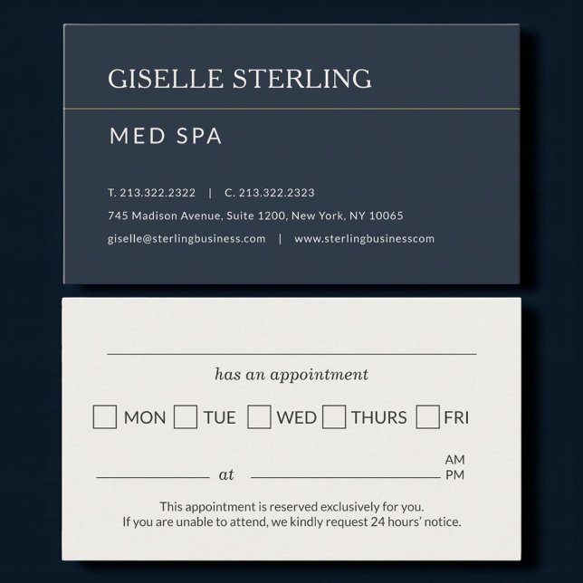 Carte De Visite Med Spa Office Appointment Reminder (Créateur téléchargé)