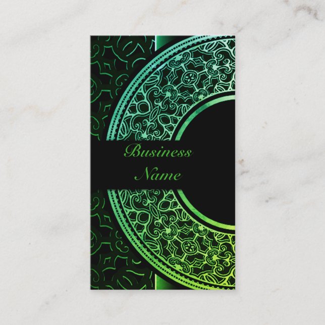 Carte de visite médaille verte chic 4 (Devant)