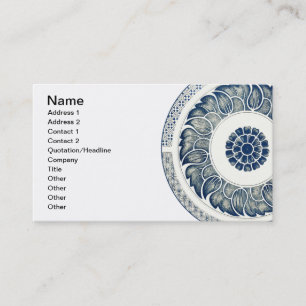 Carte De Visite Médaillon Chinois : Chinoiserie Bleu Indigo