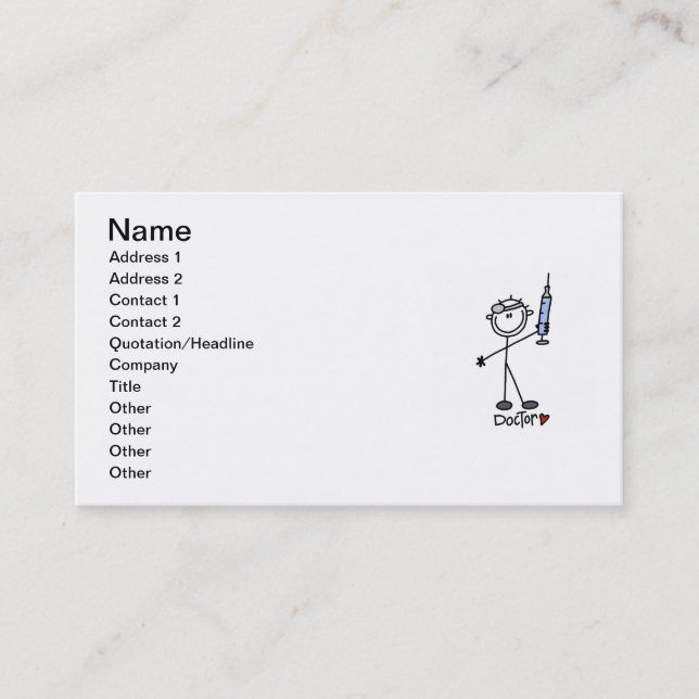 Carte De Visite Médecin Bâtonnet de Base (Devant)