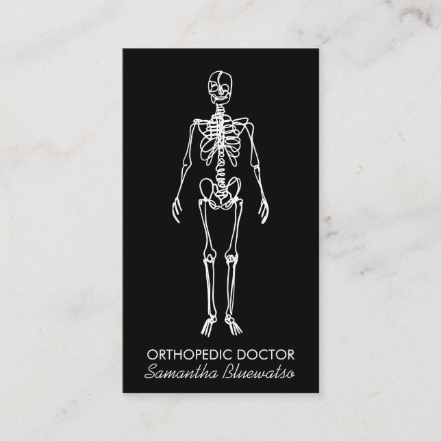 Carte De Visite médecin orthopédique Black Skeleton (Devant)