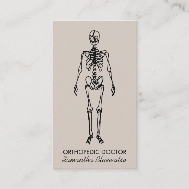Carte De Visite Médecin orthopédique de squelette beige doux sculp (Devant)