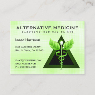 Carte De Visite Médecine alternative Légère Vert Caducée Grande