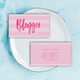 Carte De Visite Médias roses de très bon goût de Social de Blog