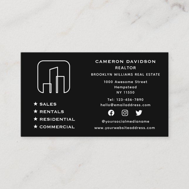 Carte De Visite Médias sociaux Agent immobilier Réalisateur Nouvea (Devant)