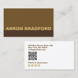 Carte De Visite Médias sociaux Brown modernes QR