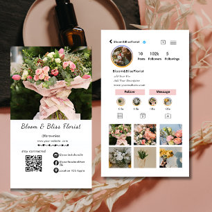 Carte De Visite Médias sociaux Instagram mignon fleuriste rose