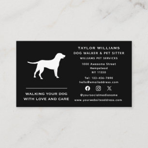Carte De Visite Médias Sociaux Marcheur De Chien Noir Et Blanc Ass