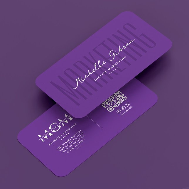 Carte De Visite Médias sociaux minimaux Marketing Royal Purple (Minimal Social Media Marketing Royal Purple Business Card
)