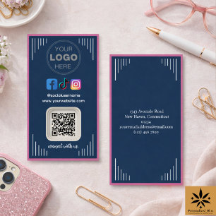 Carte De Visite Médias Sociaux Modernes   Instagram Facebook Code 