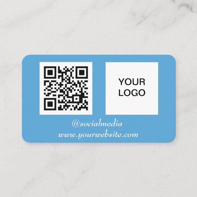 Carte De Visite Médias sociaux QR Code bleu Professionnel Moderne (Devant)